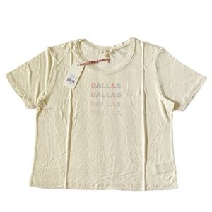 LoveShackFancy relaxed fit Calix tee in cream with multicolor “Dallas” print